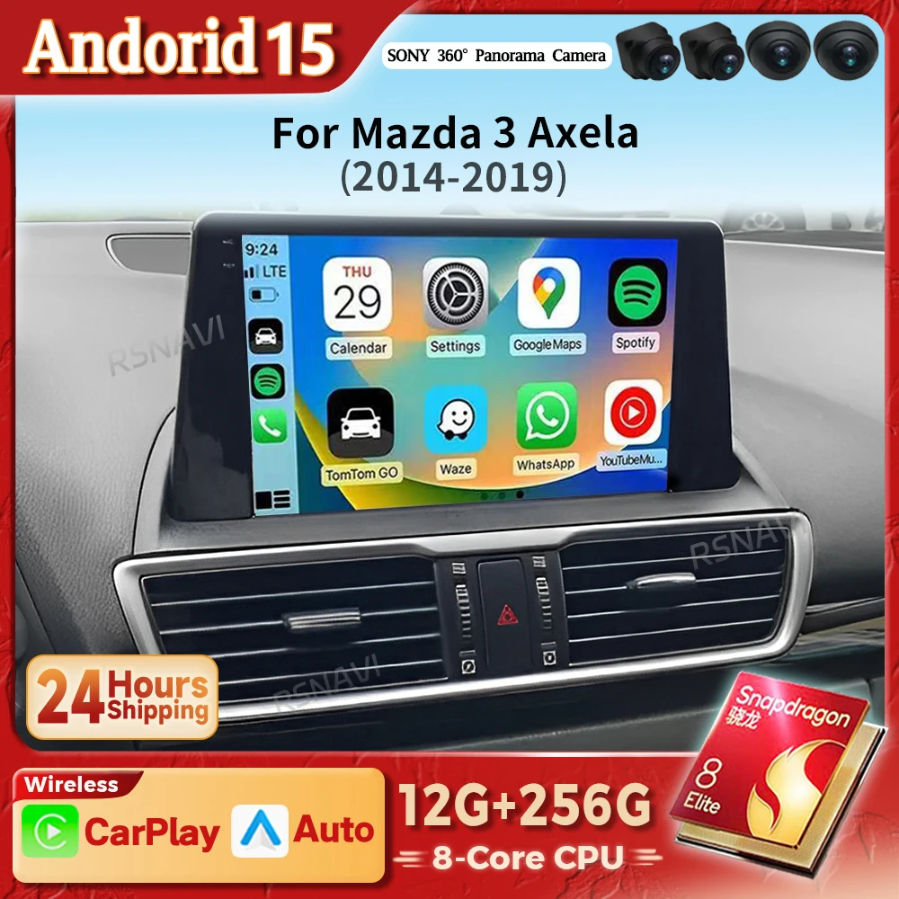 Pantalla 2 DIN con Android Auto y CarPlay para Mazda 3 2014-2019