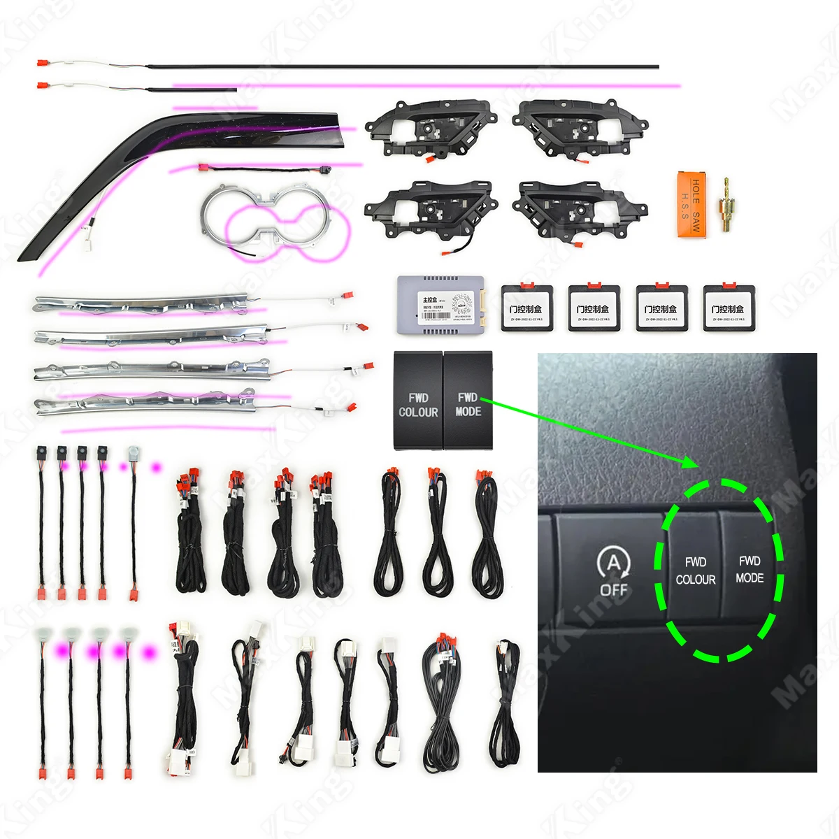 Luz ambiental LED automática 64 colores para Toyota Camry 2018-2021