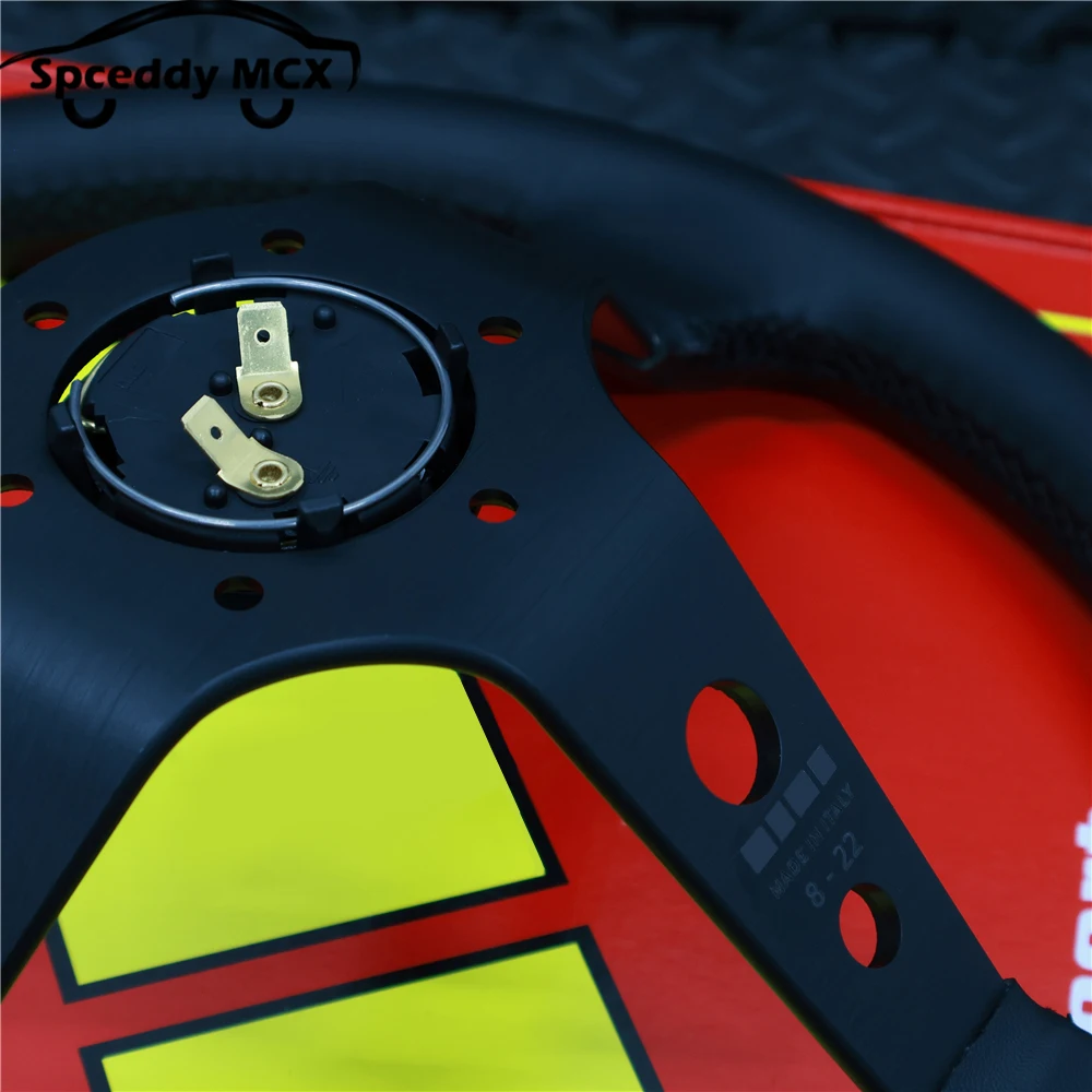 Volante deportivo JDM Racing cóncavo profundo de ante y cuero - imagen 5