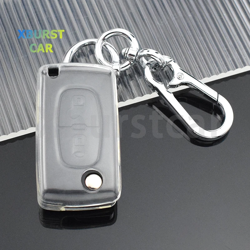 Funda transparente de TPU para llave remota de coche, carcasa para Peugeot 107, 207, 307, 308, 407, 607, 206, 4007, 3008, 5008, Citroen C2, C3, C4, C5, C6, C8
