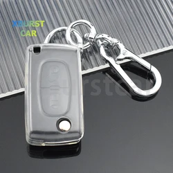 Funda transparente de TPU para llave remota de coche, carcasa para Peugeot 107, 207, 307, 308, 407, 607, 206, 4007, 3008, 5008, Citroen C2, C3, C4, C5, C6, C8