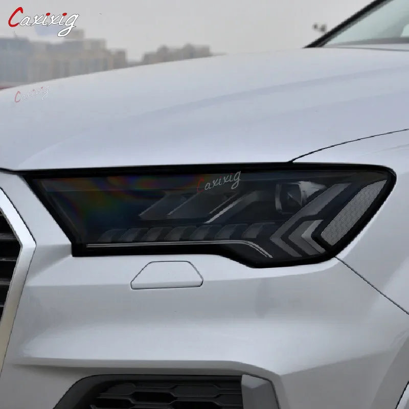 2 uds para Audi Q7 4M 2016 2017 2018 2019 2020 tinte de faro de coche película protectora de vinilo negro accesorios adhesivos transparentes de TPU - imagen 5