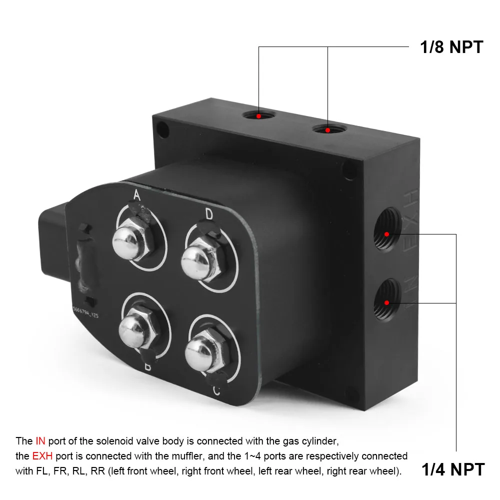 Válvula colectora de suspensión neumática de válvula solenoide VU2 de 12V con control remoto de 0-200psi con un clic hacia arriba y hacia abajo - imagen 3
