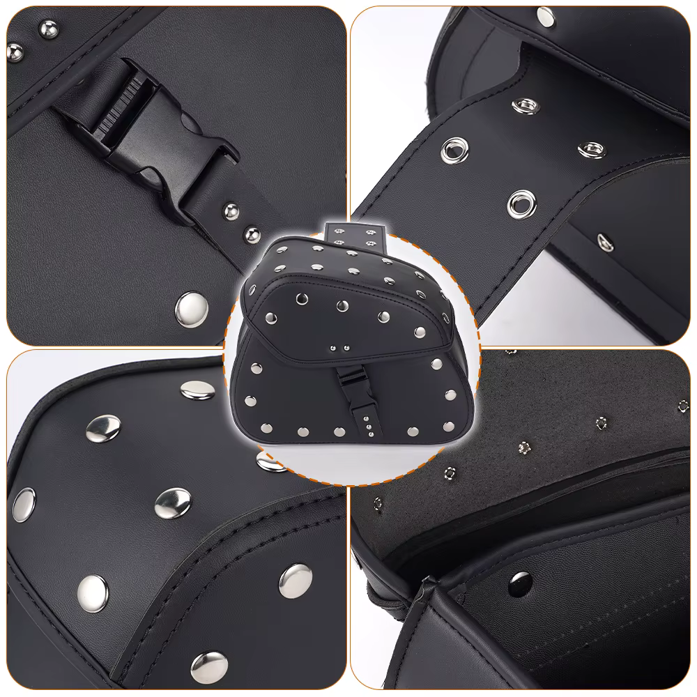 Bolsas de sillín instaladas en motocicleta