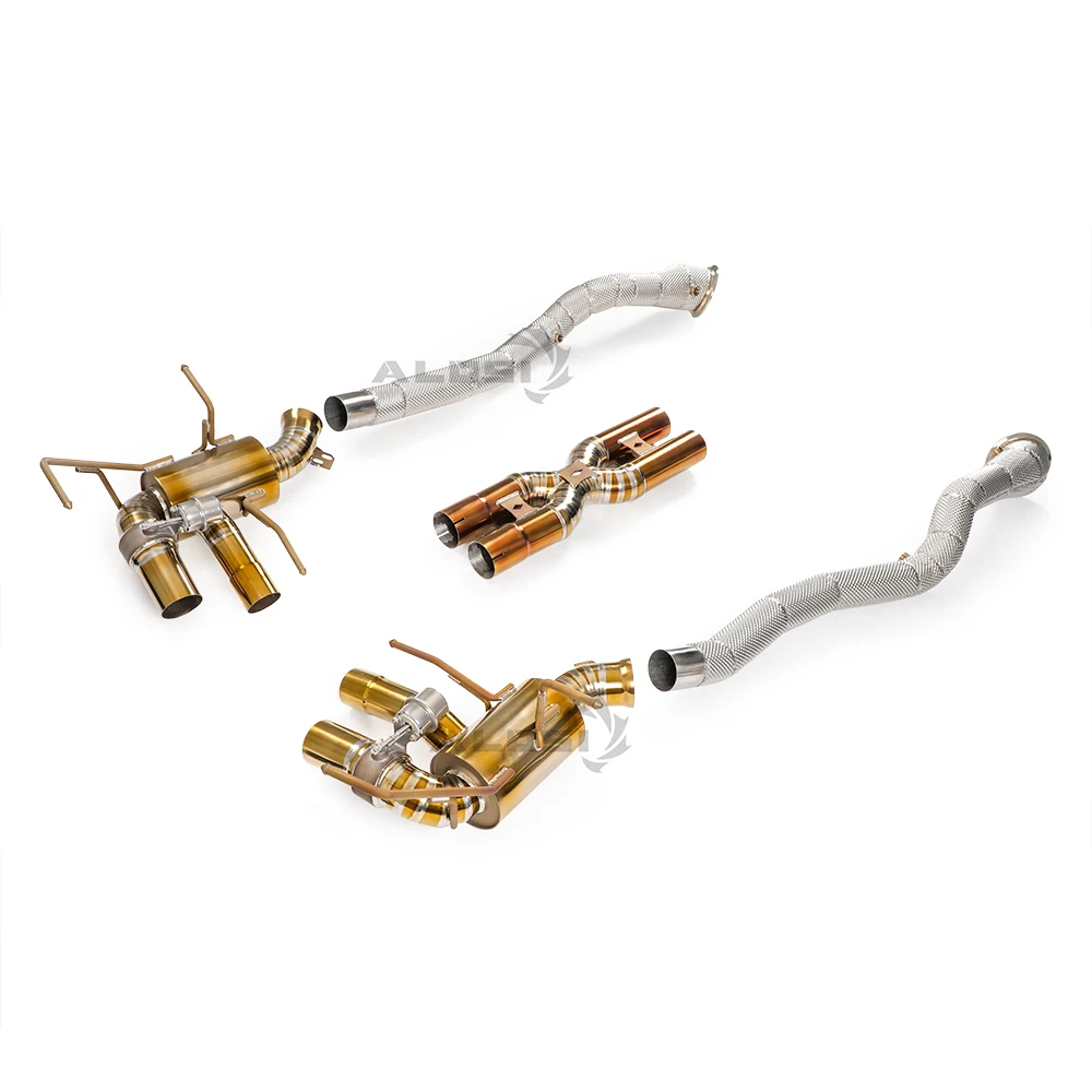 Para Ferrari F12 6,3 V12 2012-2017 escape de titanio con válvula de escape cat-back, tubo X y bajante de acero inoxidable con protector térmico - imagen 4