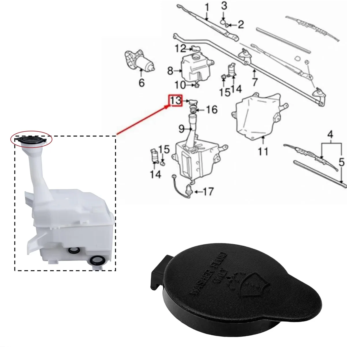 Tapa depósito limpiaparabrisas 85316-06021 para Toyota Camry/Avalon - imagen 4