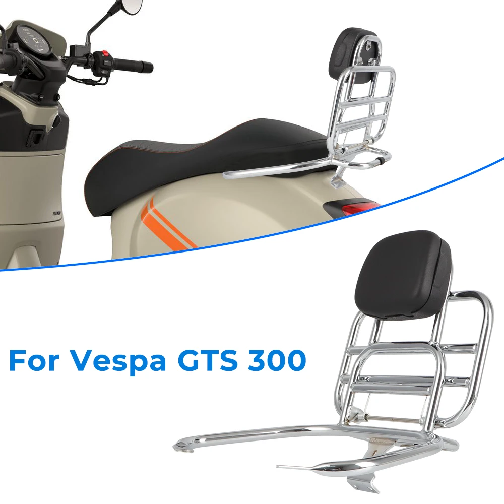 Portaequipajes trasero Vespa GTS 300 con estantes plegables y respaldo - imagen 4