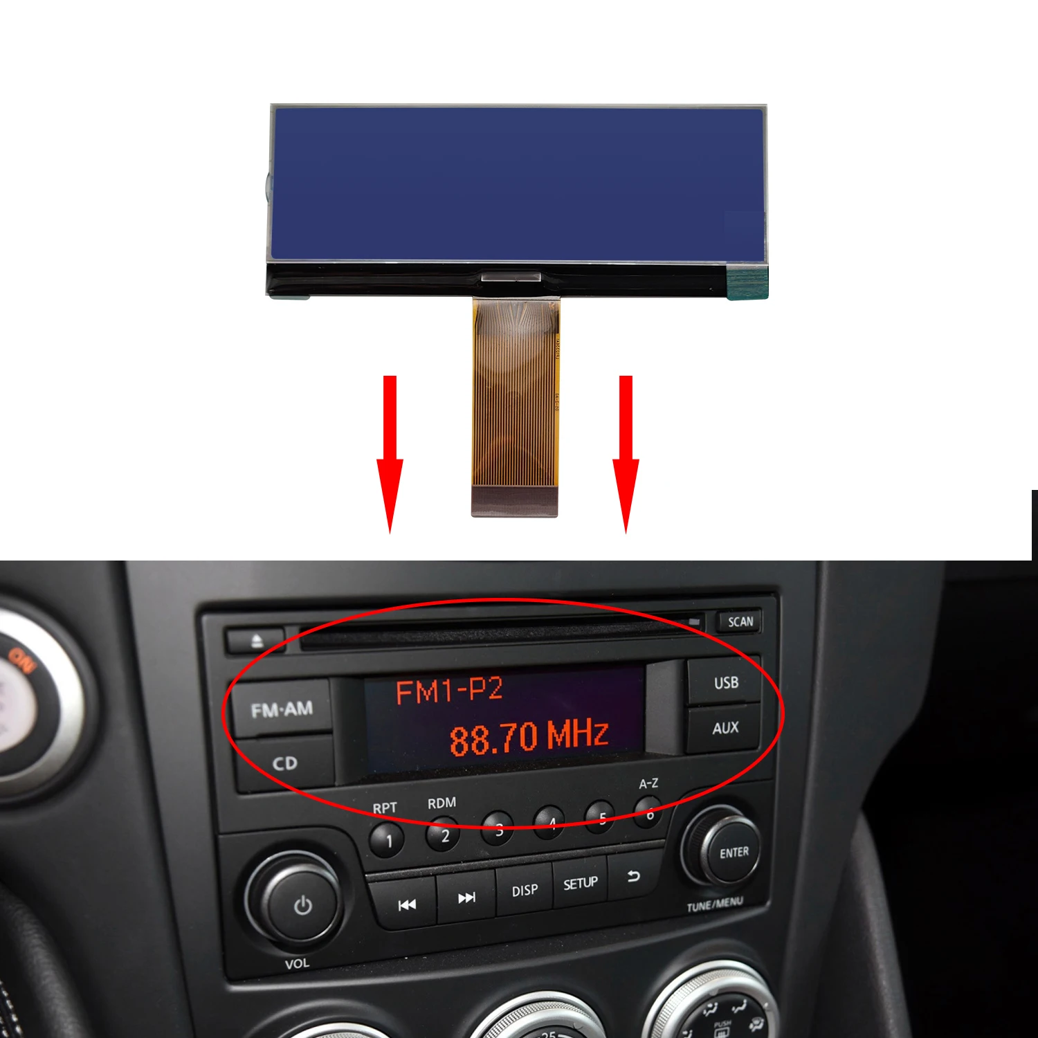 Pantalla LCD de radio para Nissan Qashqai y Juke – reparación píxeles