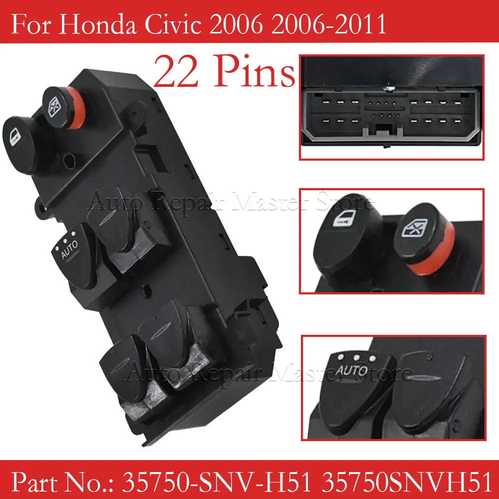 Interruptor elevalunas conductor Honda Civic 2006-2011 35750-SNV-H51 - imagen 2