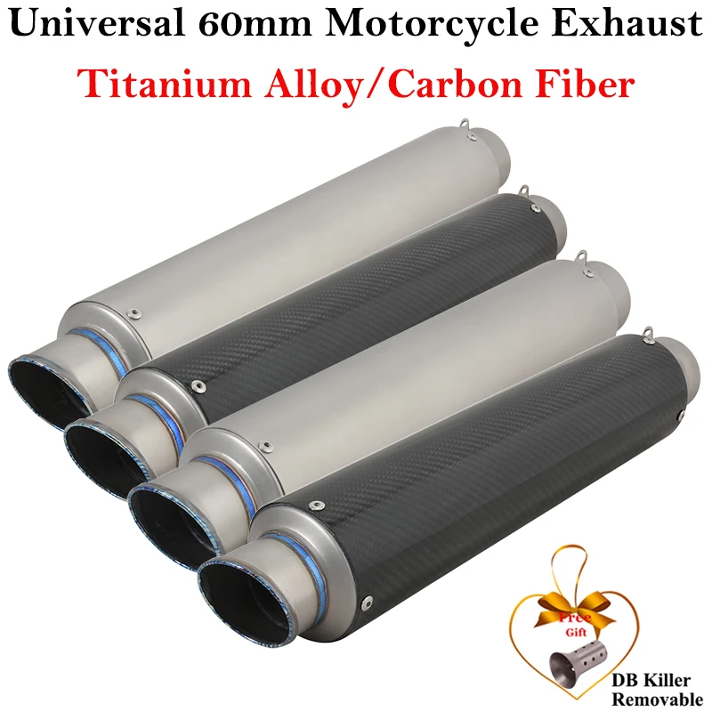 Tubo de escape universal moto titanio carbono para Honda BMW Yamaha