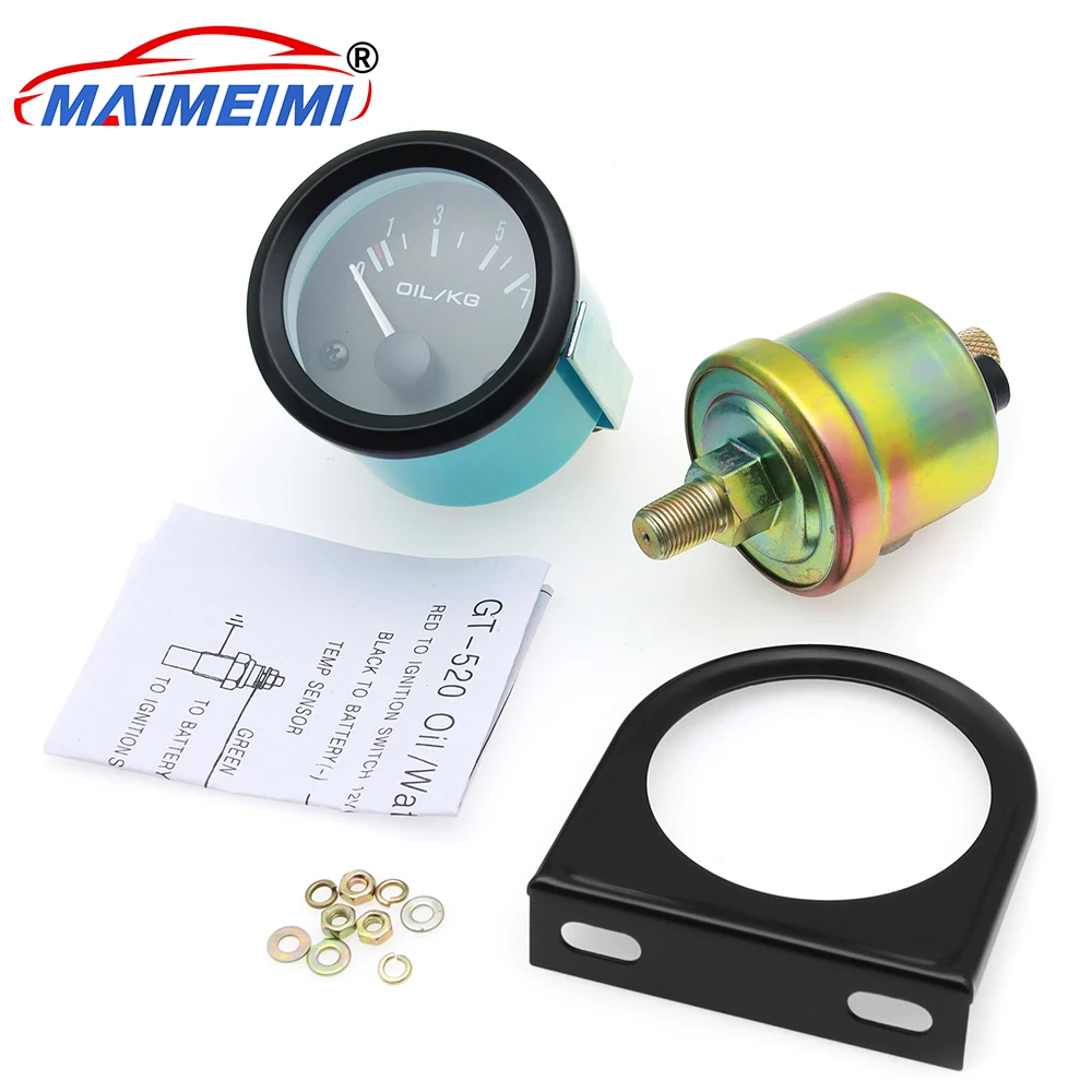 Manómetro de presión aceite universal LED 12V 0-7 bar 52mm para coche