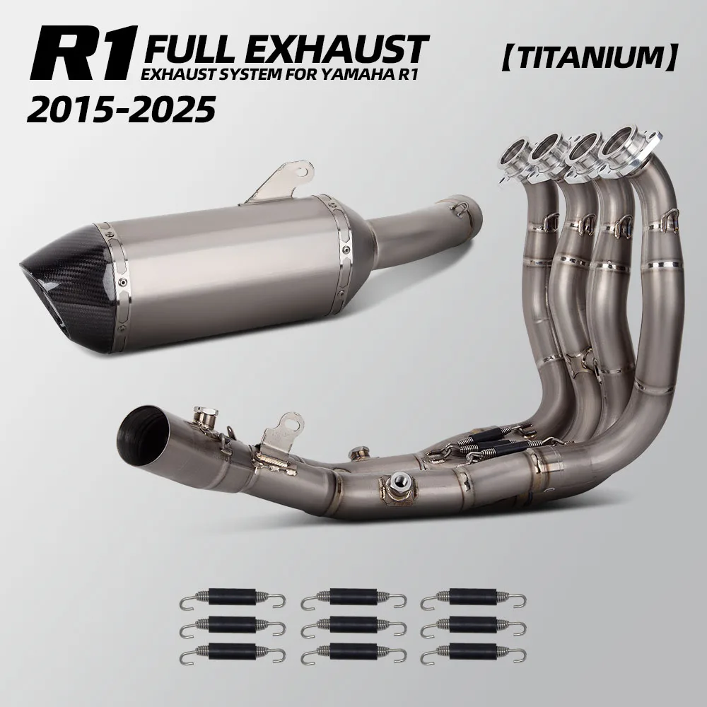 Para Yamaha R1 2015-2025 años Escape de motocicleta sistema completo de titanio colector punta de carbono silenciador Kit de Escape de carreras