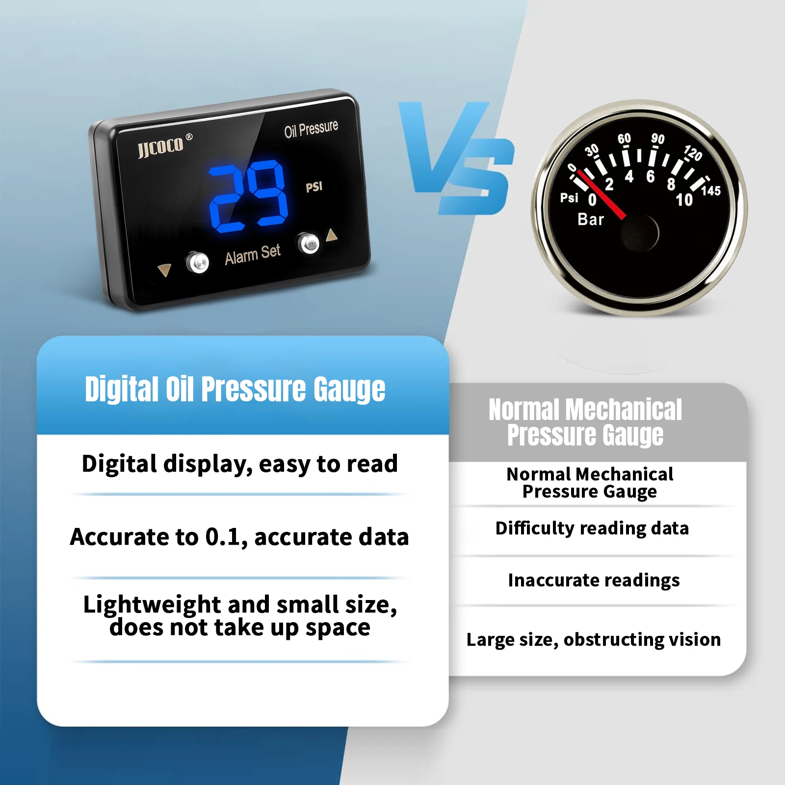 JJCOCO Sensor presión aceite digital 12V 1/8 NPT - imagen 2