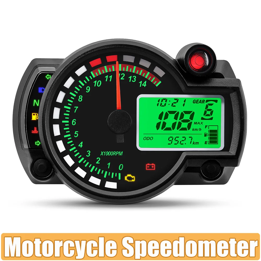 Velocímetro Universal para motocicleta de 12v para Honda Suzuki Yamaha Kawasaki, odómetro Digital LCD de 7 colores, medidor de tablero de Moto