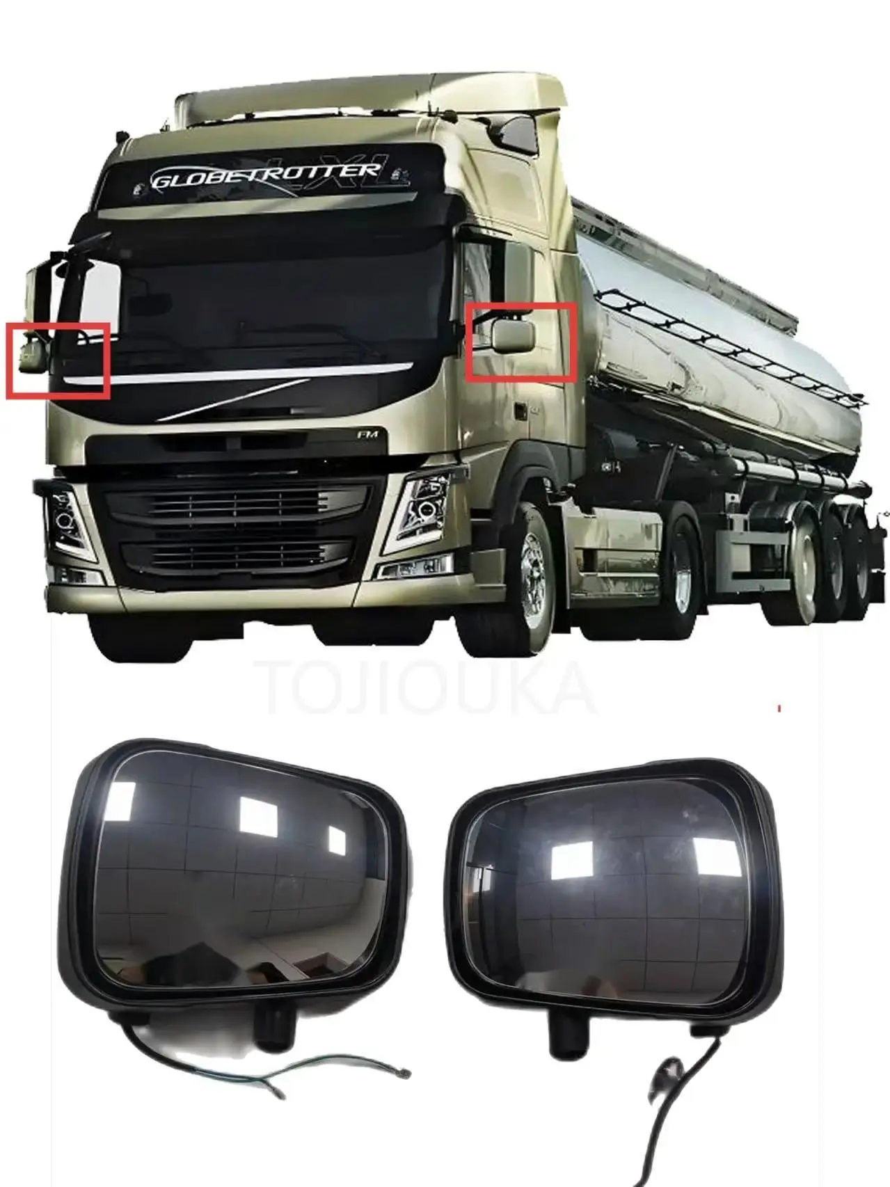 Espejo gran angular frontal para camión VOLVO