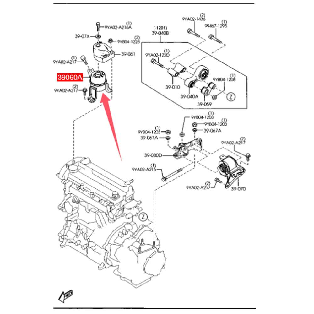 GBT 139060C soporte de motor – FAW Bestune B50/B70/B90 - imagen 5