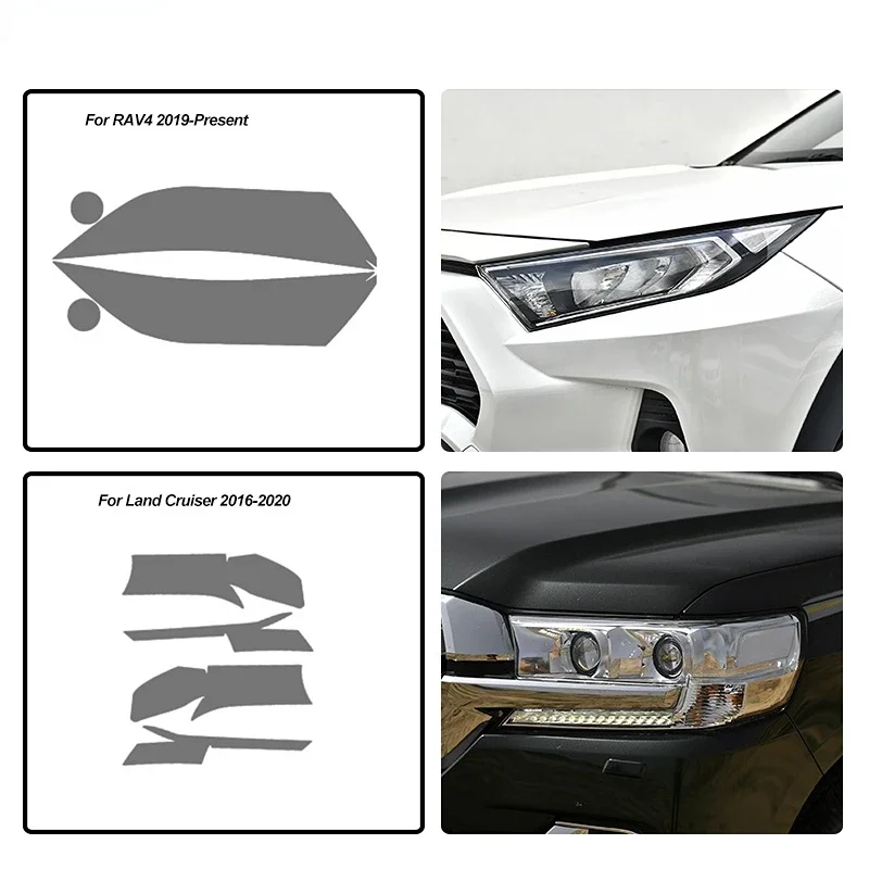 Película protectora para faros de coche, pegatina de TPU negra ahumada para Toyota RAV4 Corolla Camry Supra 86 Avalon Land Cruiser Prado Highland - imagen 4