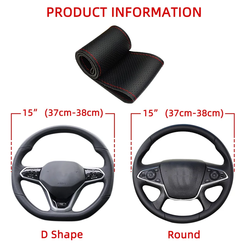 Protector de volante de cuero con aguja e hilo hecho a mano - imagen 5