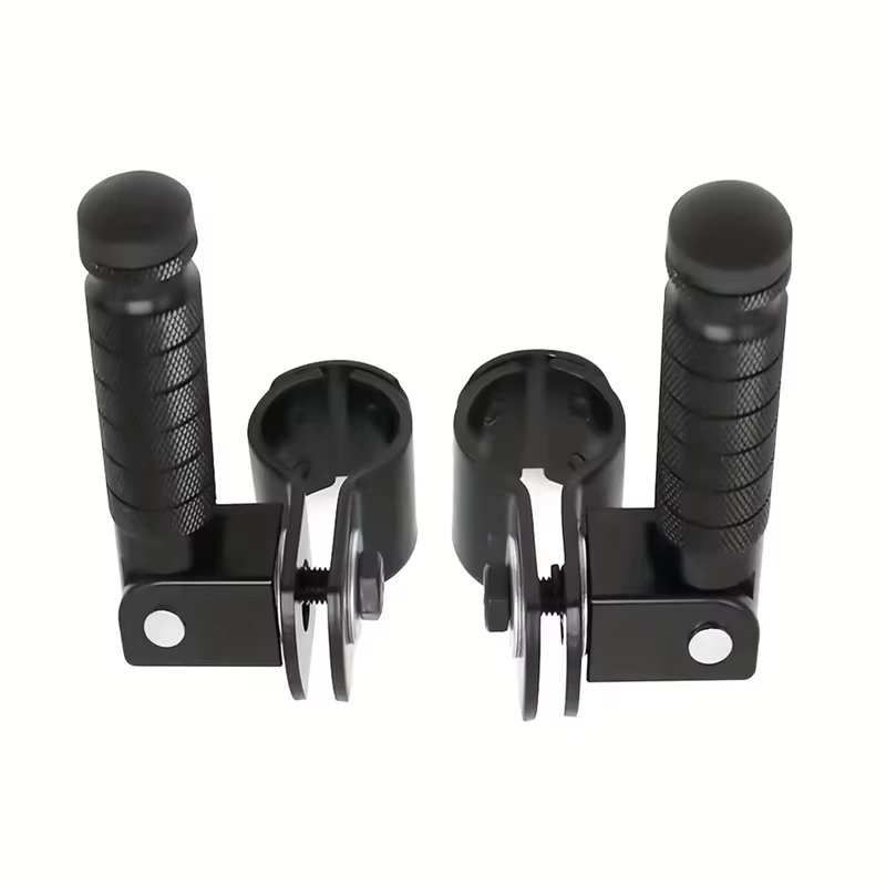 Reposapiés plegables de aluminio CNC para moto, negros - imagen 4