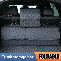 Caja organizadora de maletero plegable de cuero PU para coche