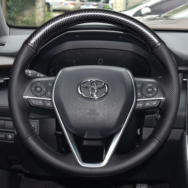 Funda de volante fibra de carbono y cuero Toyota Camry Corolla Rav4 2015-2018 - imagen 5