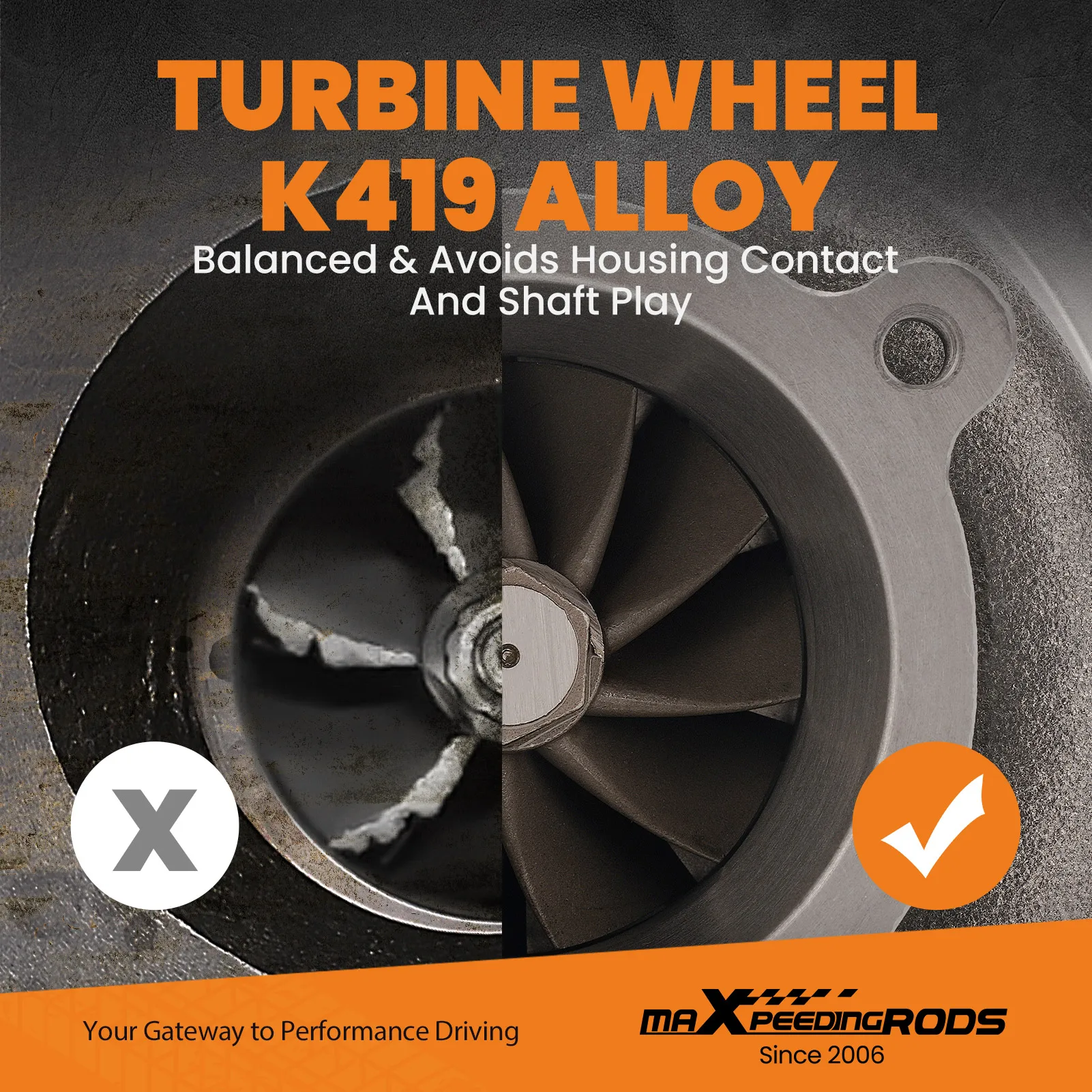 Turbocompresor GT35 Billet AR 0.63 refrigerado por agua y aceite 2.5-6.0L - imagen 5