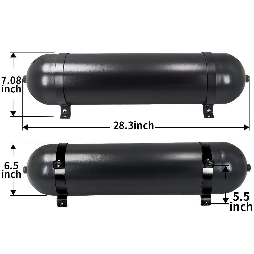 Tanque de aire aluminio sin costuras suspensión neumática tuning negro - imagen 4