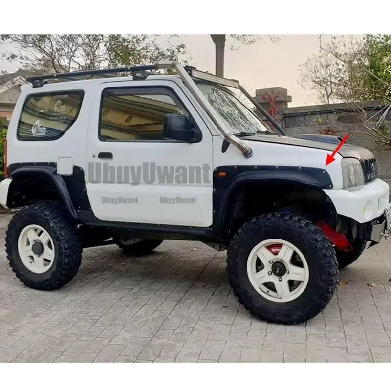 4 Uds estilo de coche rueda negra mate ceja arco redondo guardabarros guardabarros protectores contra salpicaduras para Suzuki jimny 2007-2017 - imagen 2