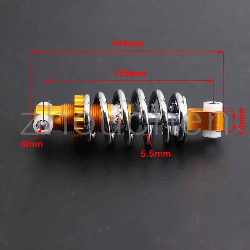 Amortiguador trasero dorado 125 mm 450 lb para bicicleta eléctrica - imagen 3