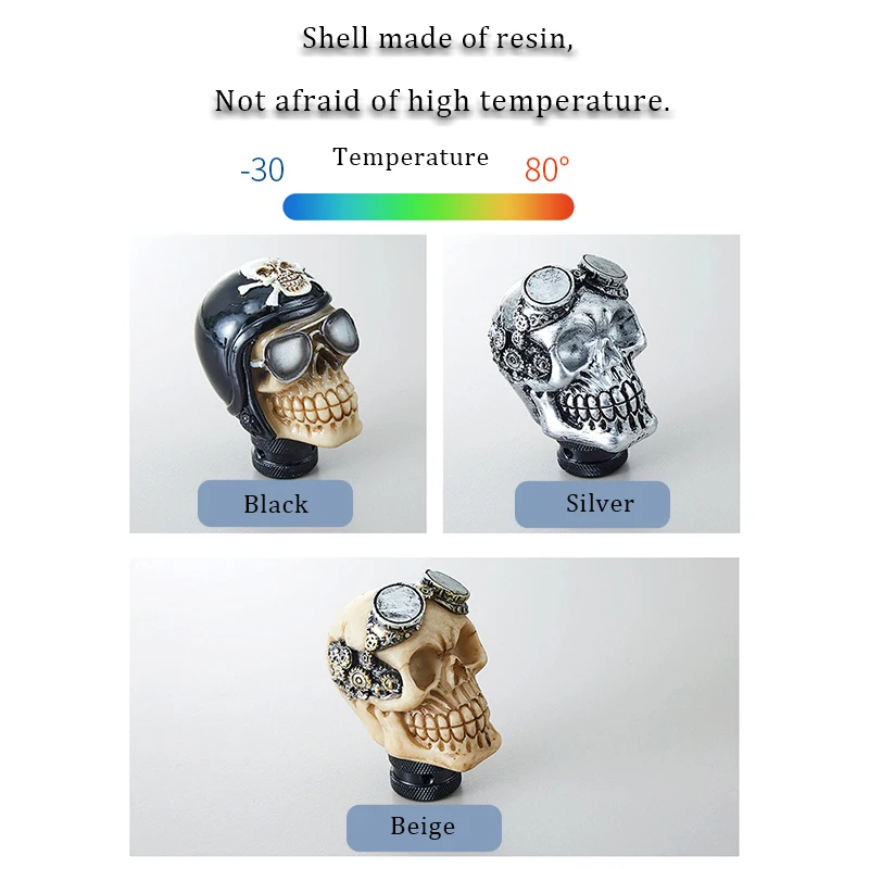 Pomo de cambio universal con calavera, estilo deportivo para caja manual - imagen 5