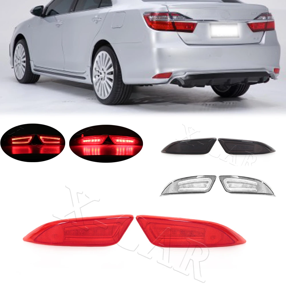 Reflector de parachoques trasero izquierdo y derecho para coche, luz de freno LED de conducción, 2 versiones, 2 piezas para toyota Camry 2015 2016