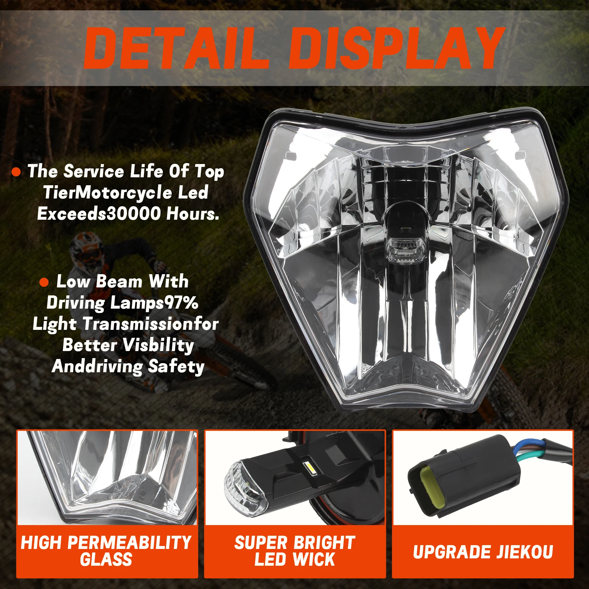 Faro LED carenado enduro supermoto motocross para KTM EXC SXF XCW MX - imagen 2
