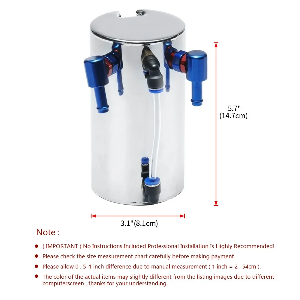 Tanque Universal de captura de aceite de motor de coche, tanque de ventilación de 600ml, radiador de aleación de aluminio, desbordamiento, tanque de combustible, accesorios para coche - imagen 2