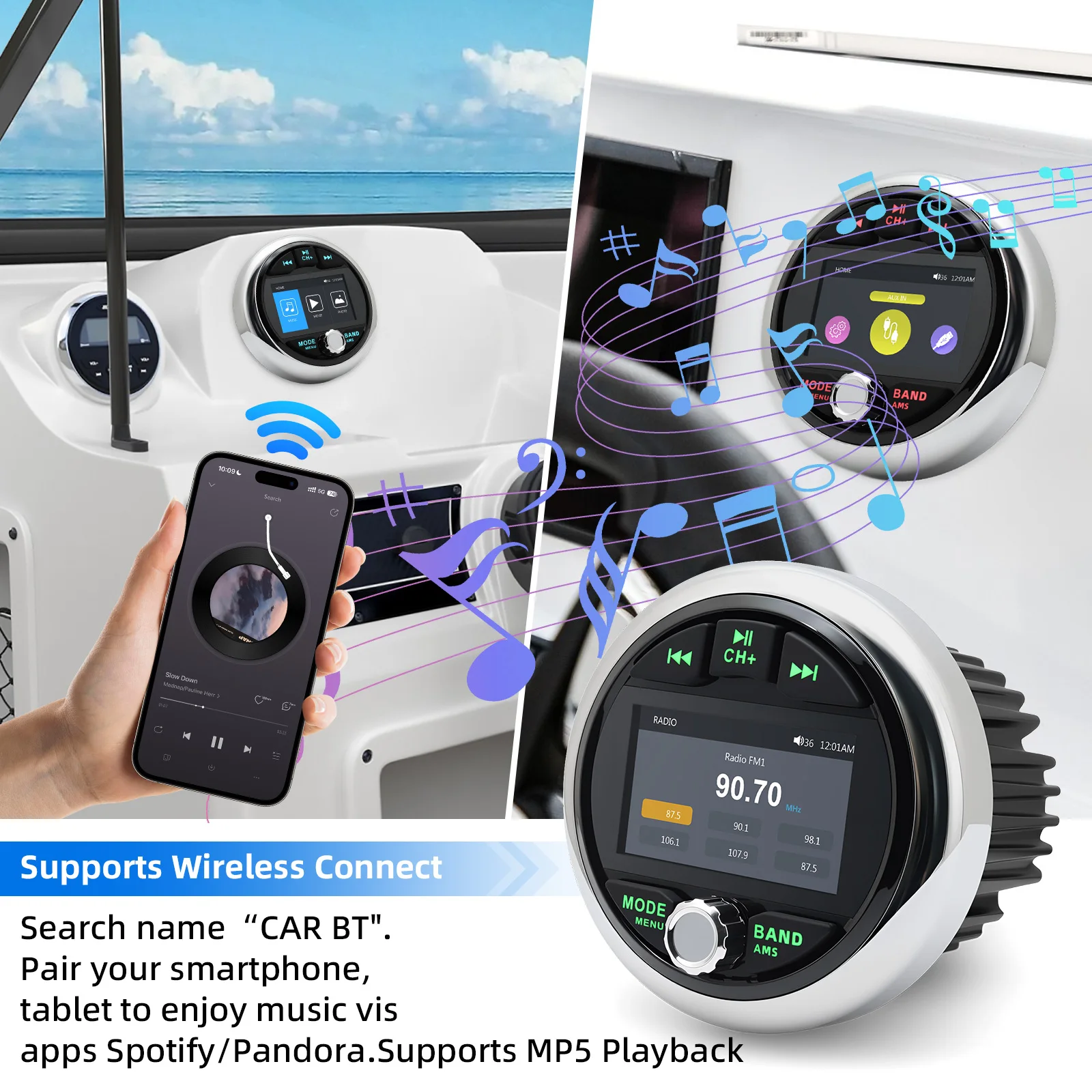 Radio MP5 Bluetooth FM/AM con RDS para ATV y UTV - imagen 2