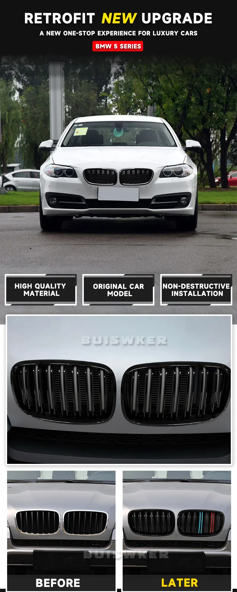 Rejilla de riñón negra brillante para BMW X5 X6