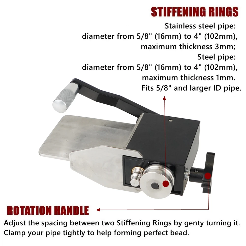 Herramienta de reborde de tubos manual, entrada de rodillos de cuentas y tuberías intercooler que se adapta a tubos de acero inoxidable de aluminio y cobre de identificación grande de 5/8" o - imagen 5