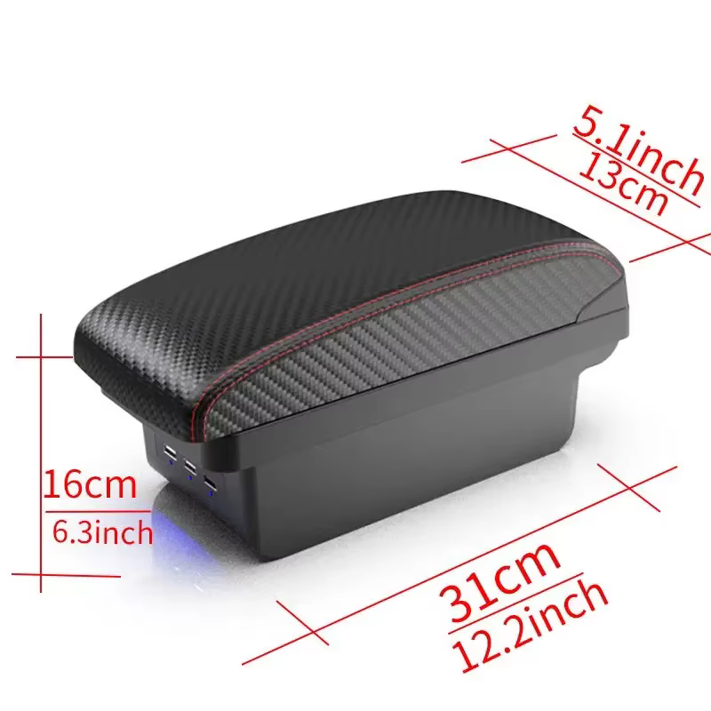 Reposabrazos Chevrolet Aveo almacenamiento doble capa USB – negro - imagen 2