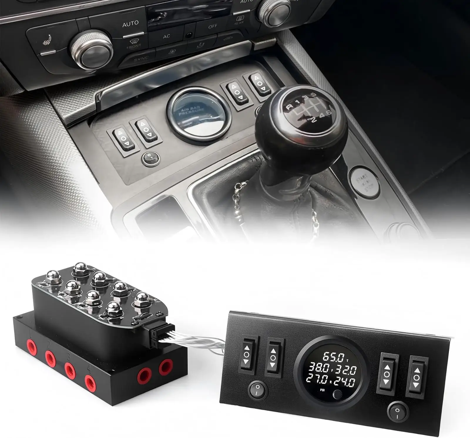 Kit de suspensión neumática 8 válvulas 12 V con panel y manómetros
