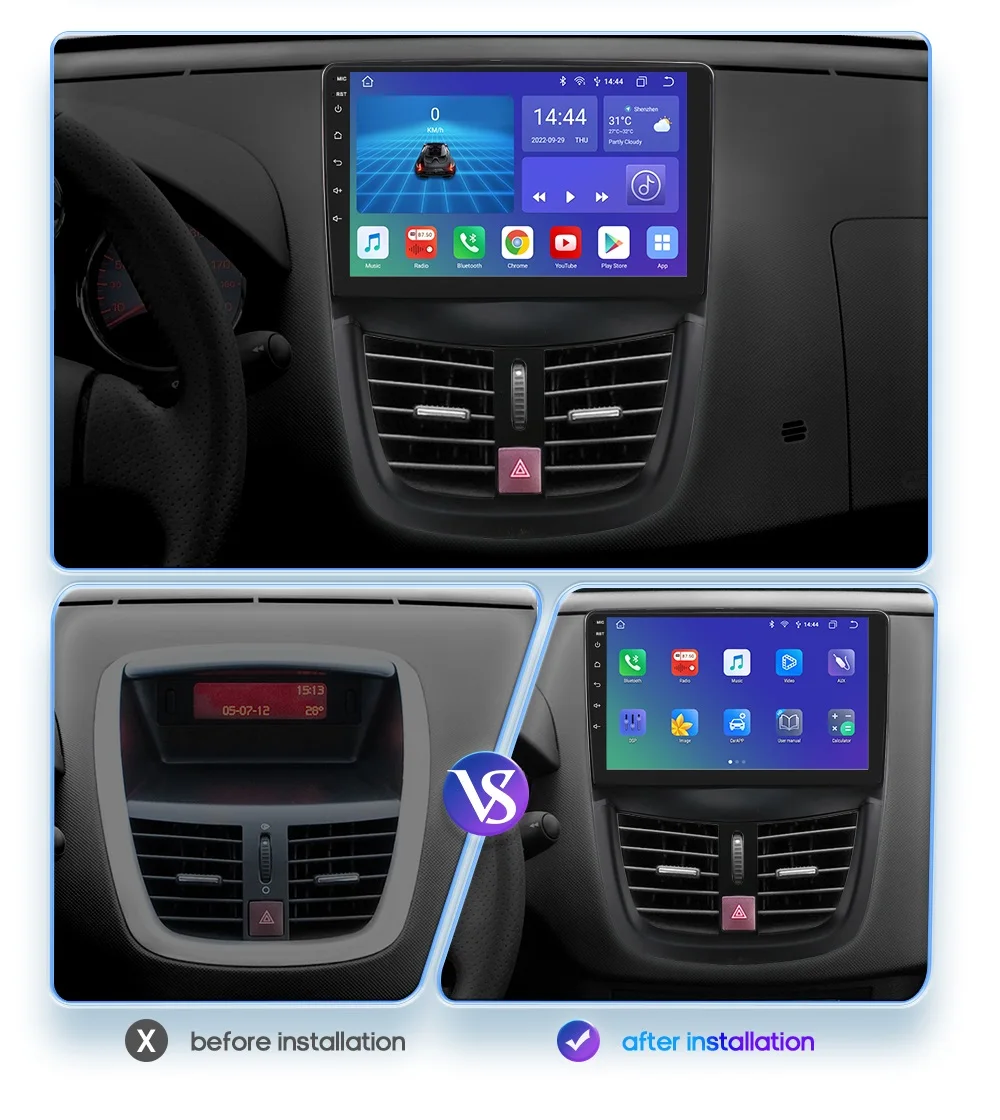 Radio Android 13 con cámara 360 para Peugeot 207 y 207 CC - imagen 2