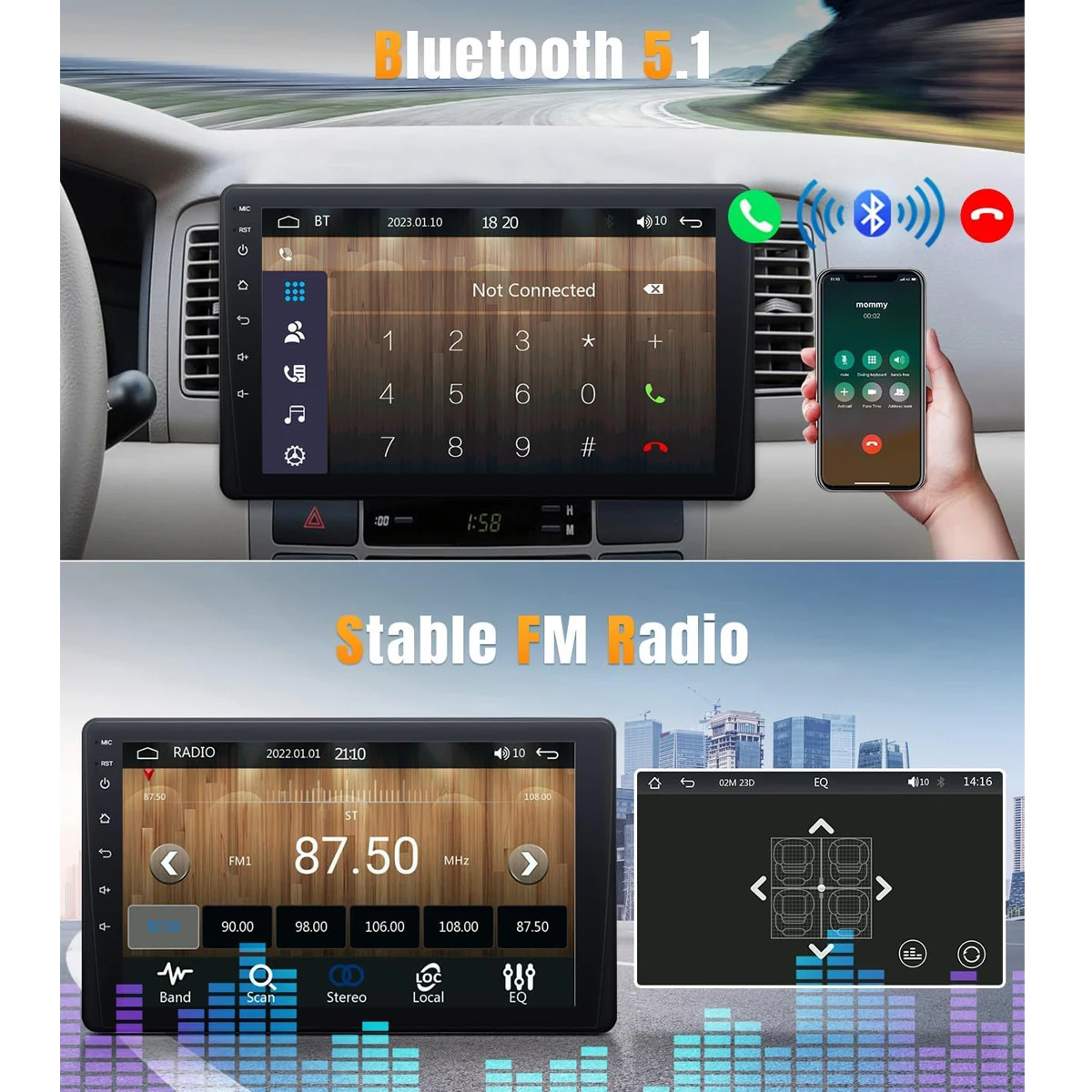 Autoradio universal 9″ táctil Android Auto CarPlay con cámara retrofit - imagen 3