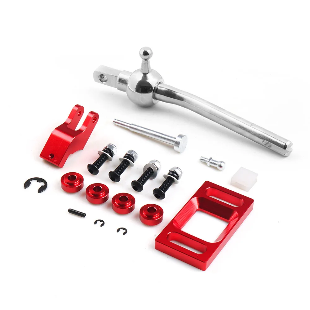 Palanca de cambios corta de tiro rápido manual de aluminio, color rojo cromado