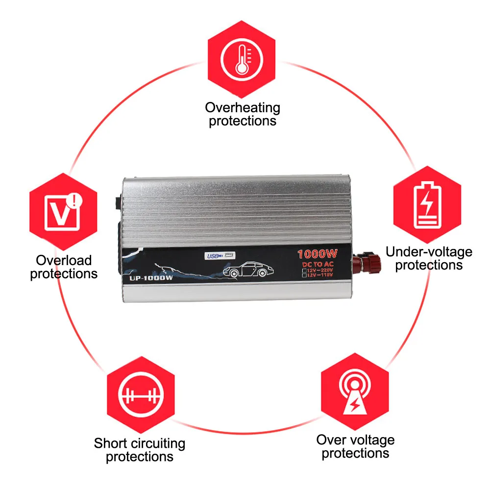Inversor sinusoidal puro 1000W 12V a 220V para coche y camión - imagen 2