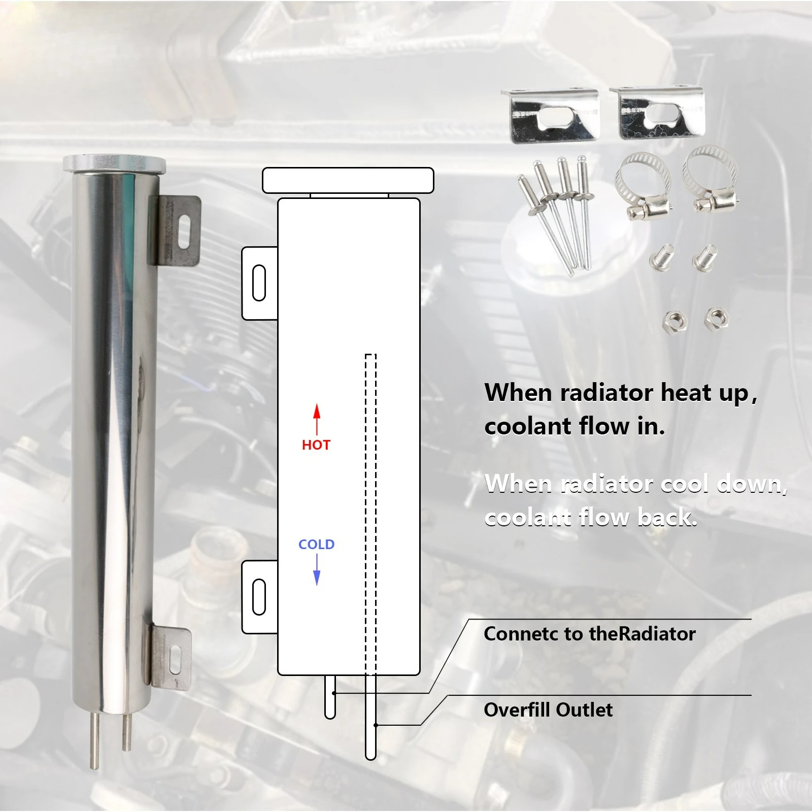 Depósito recuperador de refrigerante universal – acero inoxidable pulido - imagen 4