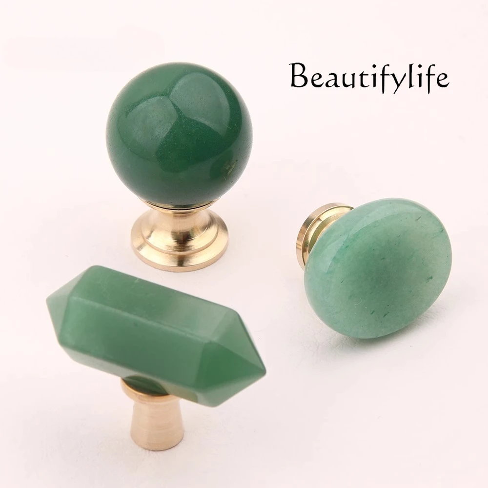 Lvdongling de mineral natural de lujo ligero, manija pequeña creativa de cobre, cajón, puerta de gabinete, manija creativa de un solo orificio para armario