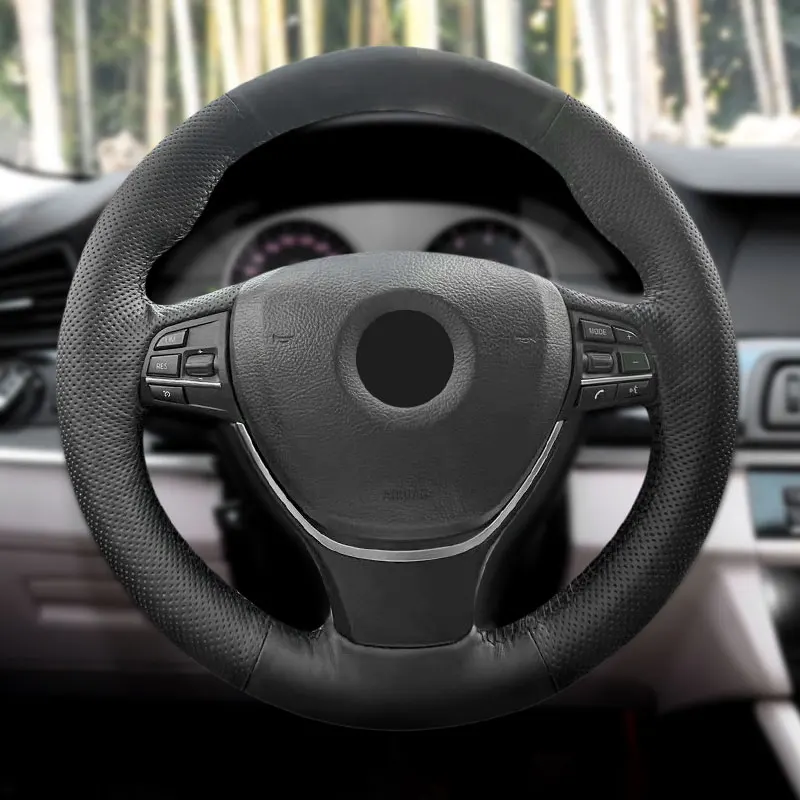 Protector trenzado volante microfibra perforada negra BMW F10 520i 528i