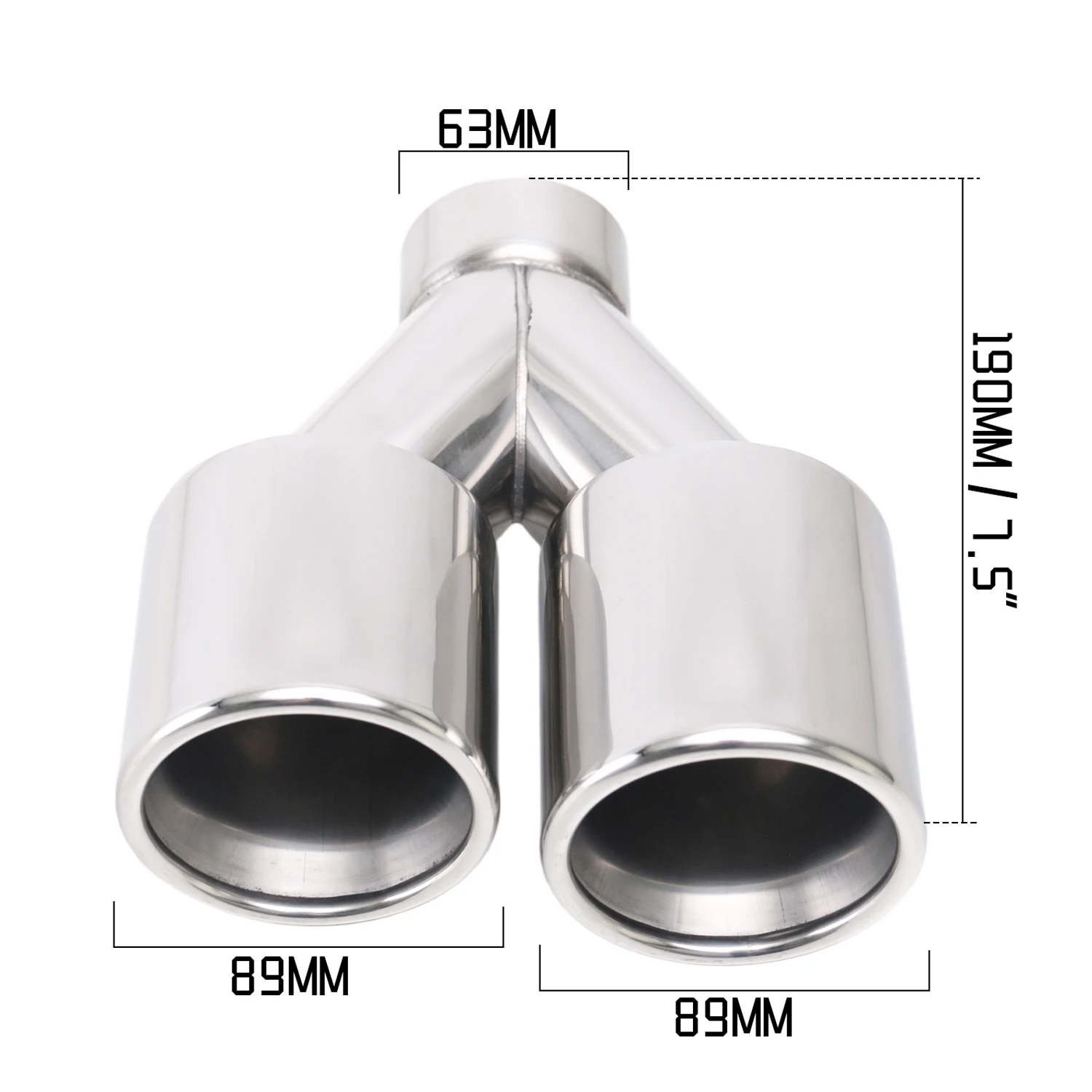 Terminal de escape doble acero inoxidable 2,5” – salida 3,5” tuning - imagen 2