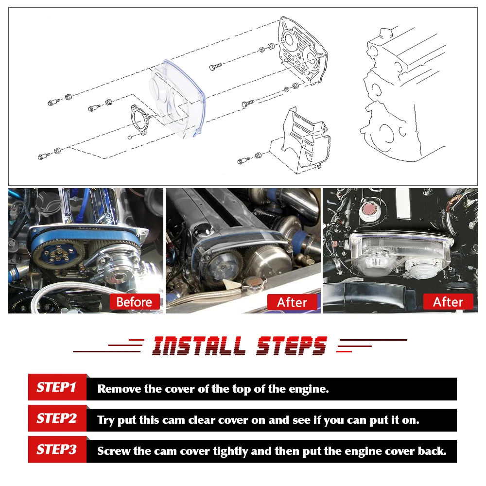 WLR-polea de cubierta de correa de distribución de engranaje de leva transparente para NISSAN Skyline R32 R33 GTS RB25DET WLR6339 - imagen 5