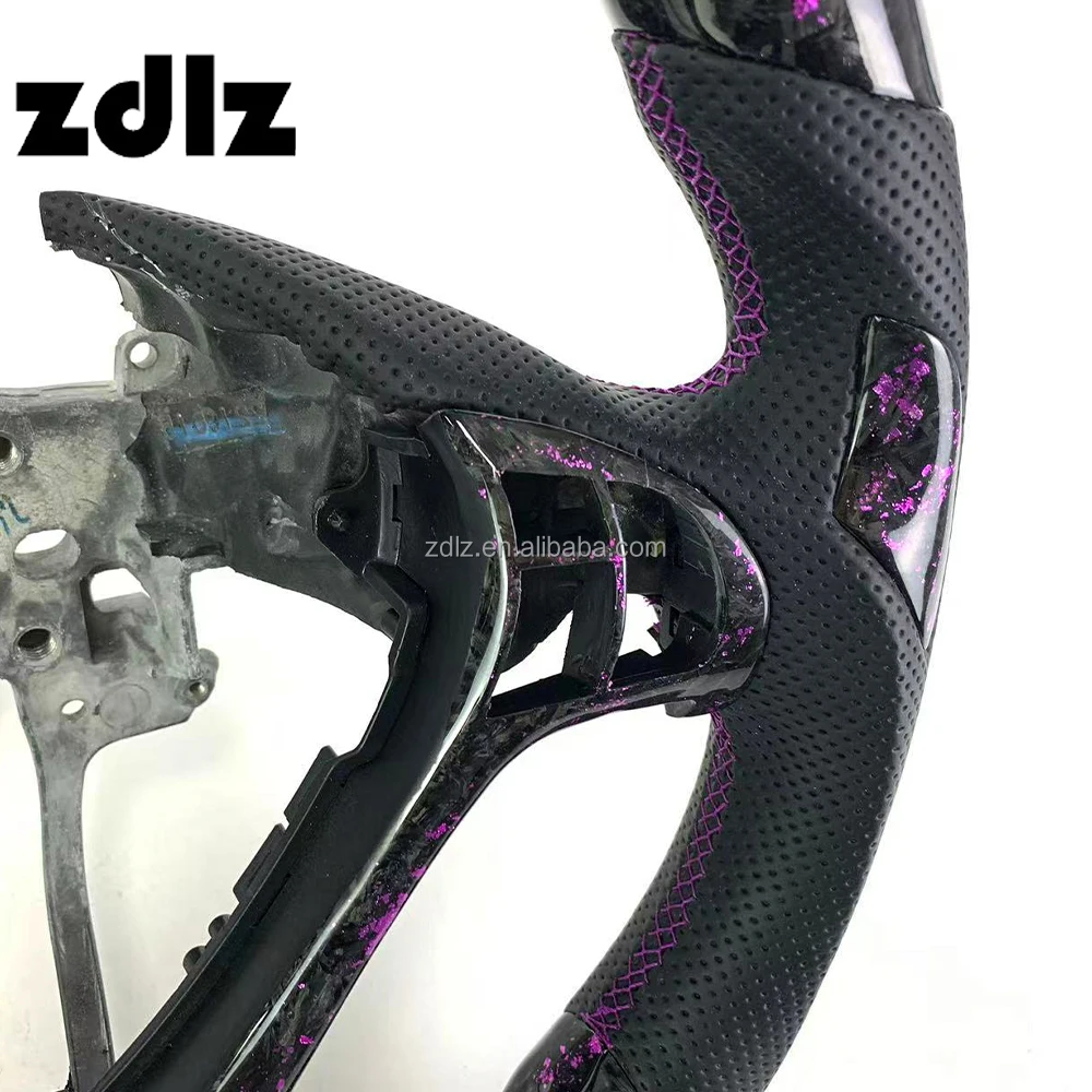 Volante de fibra de carbono forjado púrpura con LED – Acura TLX/MDX - imagen 4