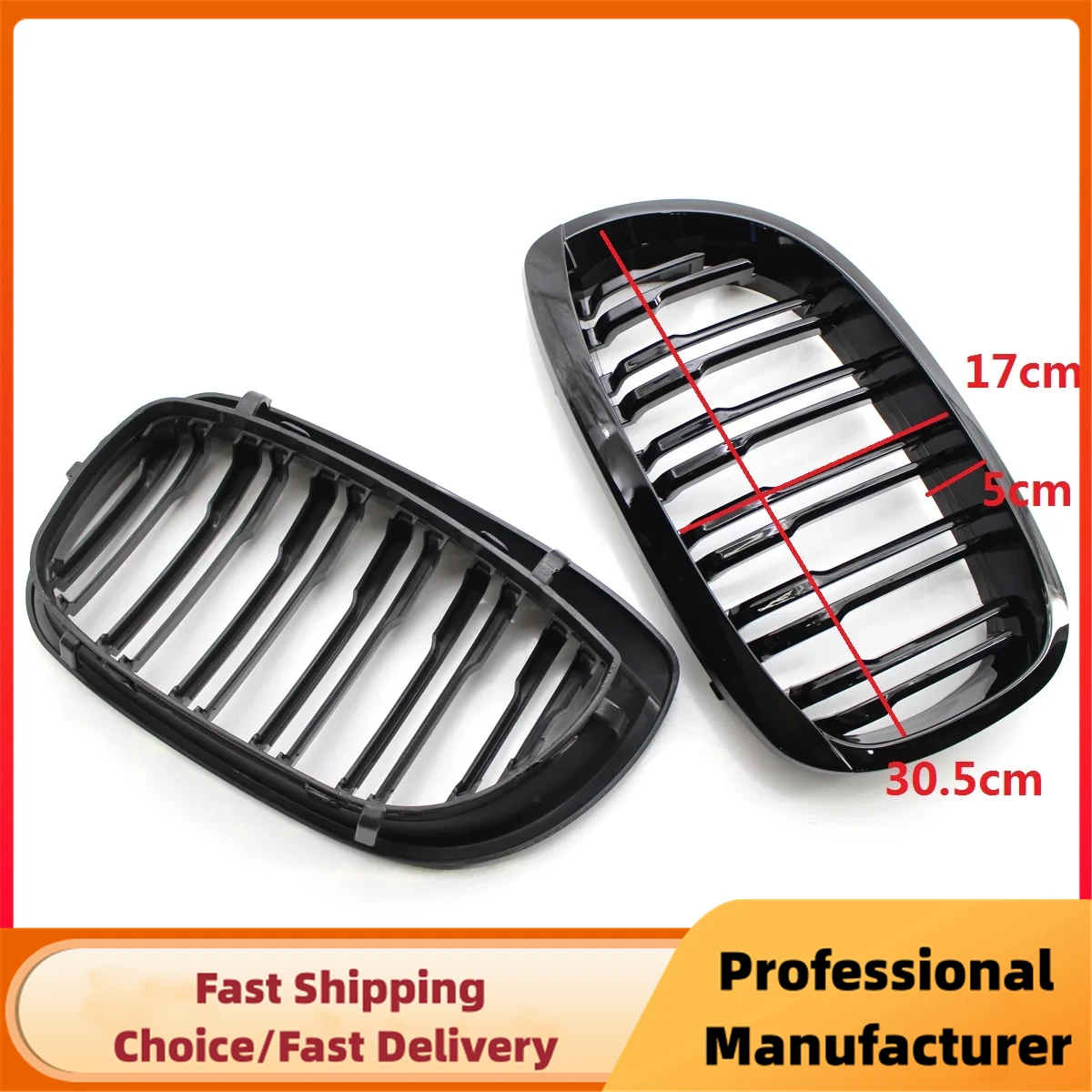 Rejilla de carreras de doble listón para parachoques delantero, para BMW E46, 2 puertas, Coupe Cabriolet 2003-2006, 1 par, parrilla de riñón de coche negra brillante - imagen 4