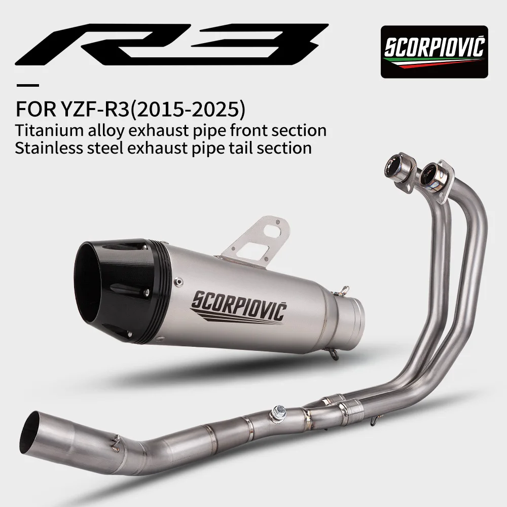 Para YZF R3 R25 MT03 sistemas completos de escape de motocicleta silenciador de tubo de enlace medio delantero - imagen 2